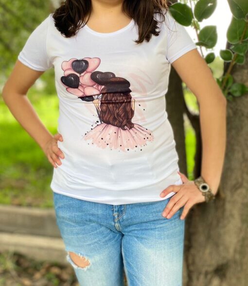 Playera Basica Dama Chica de Globos