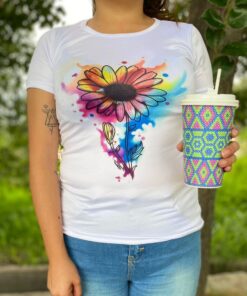 Playera Basica Dama Flor Colorida