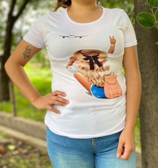 Playera Basica Dama Moda Ajustable Girl Travel