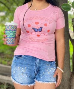 Playera Basica Dama con Diseño de Luna Mariposa