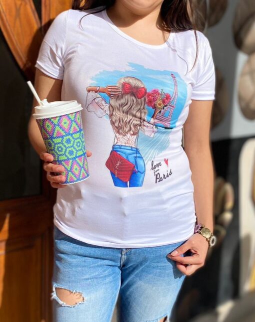 Playera Dama Baisca Love in Paris