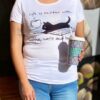 Playera Dama Basica Coffe Cat