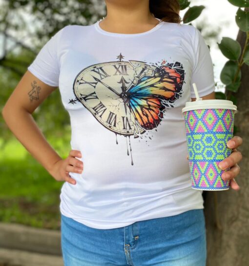 Playera Dama Juvenil Tiempo Mariposa